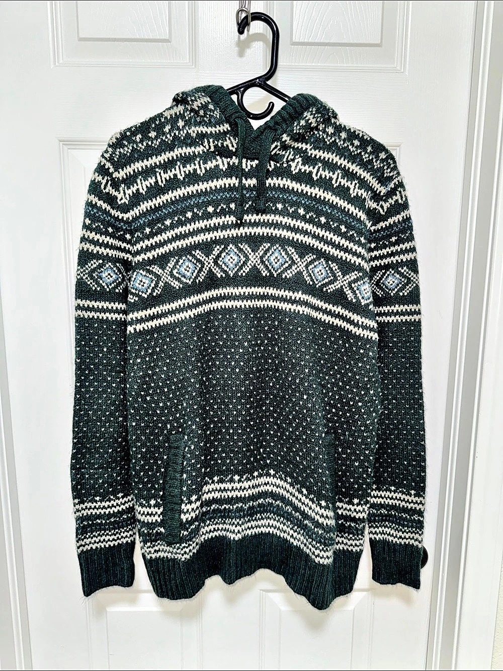 American Eagle Fair Isle Hooded Sweater Size Large